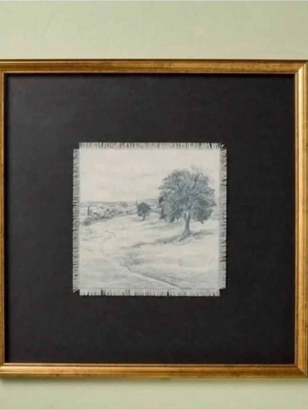 Hearth & Hand Framed Cream Textile Landscape with Gold Frame